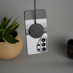 Galaxy S26 Ultra Carbon Fiber Texture Design Hard Pc MagSafe Case Cover GrayBlackLine Design