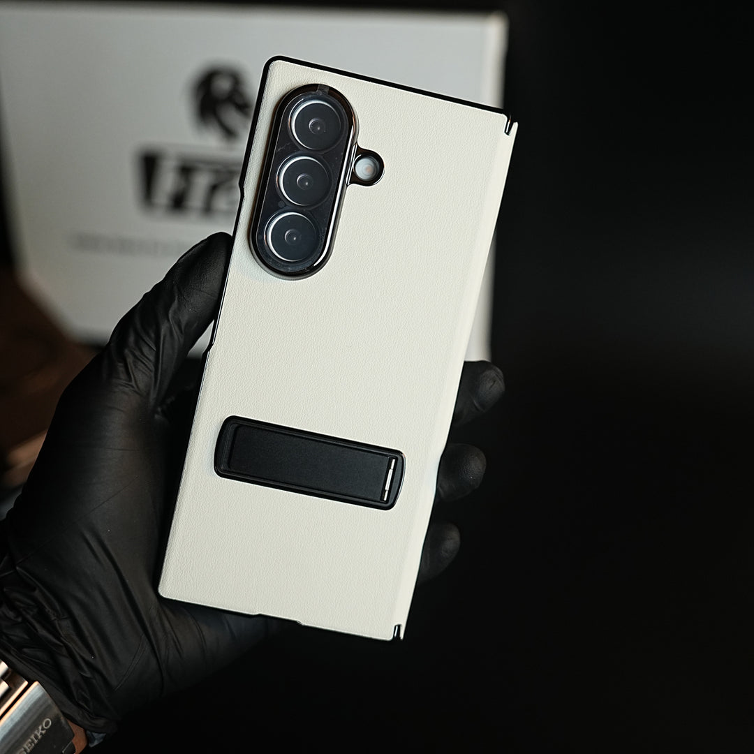 Leather Texture Full Cover Case for Galaxy Z Fold 8 Ultra | Built-In Metal Stand