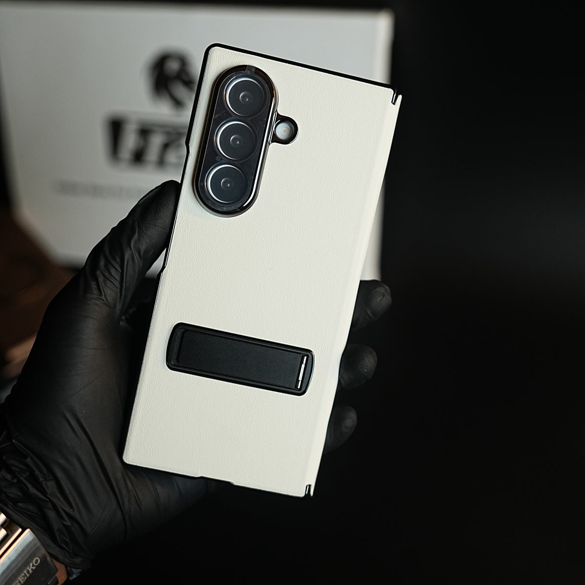 Leather Texture Full Cover Case for Galaxy Z Fold 8 Ultra | Built-In Metal Stand