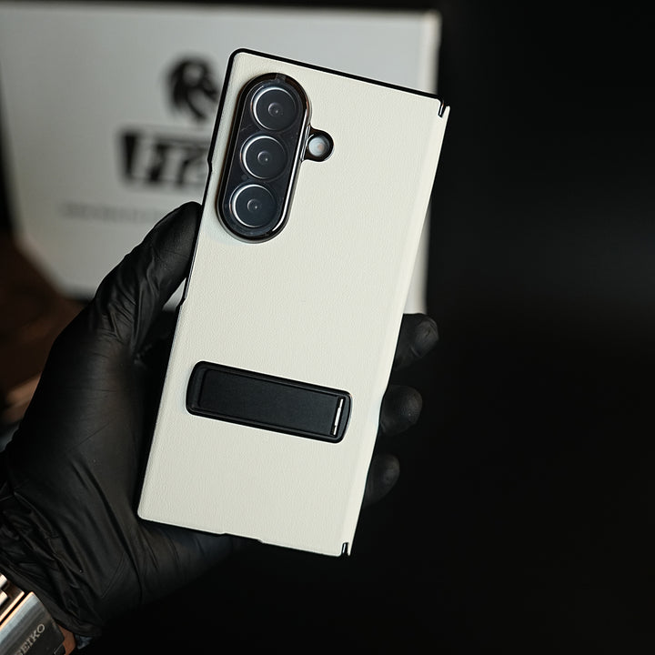 Leather Texture Full Cover Case for Galaxy Z Fold 8 Ultra | Built-In Metal Stand
