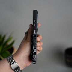 Galaxy S24 Ultra Carbon Fiber Texture Design Hard Pc MagSafe Case Cover Black Gray Line Design