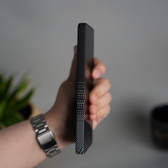 Galaxy S24 Ultra Carbon Fiber Texture Design Hard Pc MagSafe Case Cover Black Gray Line Design