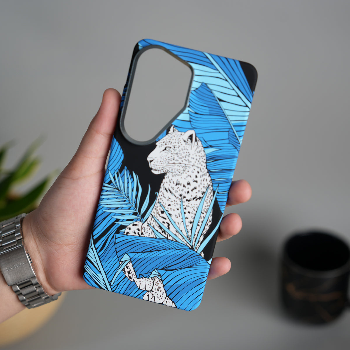 Galaxy S25 Ultra Carbon Fiber Texture Design Hard Pc MagSafe Case Cover Ocean Leaf Leopard Design