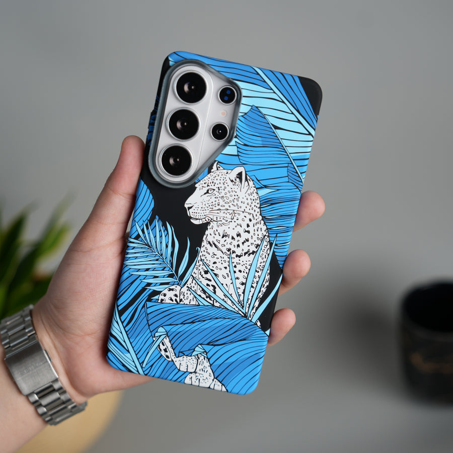 Galaxy S25 Ultra Carbon Fiber Texture Design Hard Pc MagSafe Case Cover Ocean Leaf Leopard Design