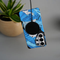 Galaxy S25 Ultra Carbon Fiber Texture Design Hard Pc MagSafe Case Cover Ocean Leaf Leopard Design