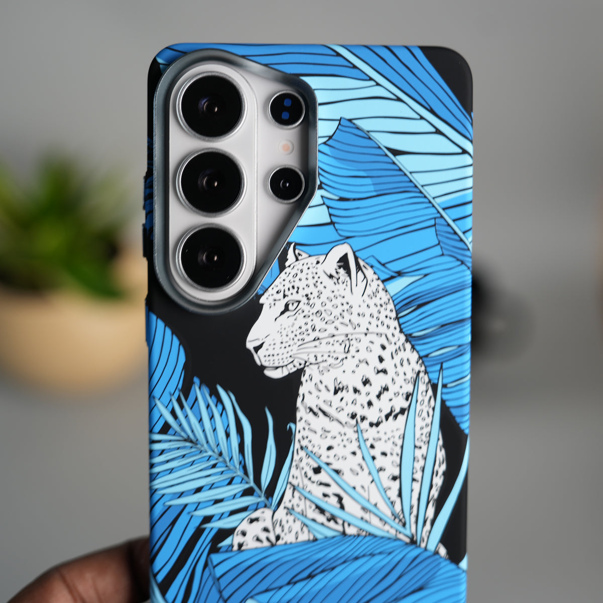 Galaxy S25 Ultra Carbon Fiber Texture Design Hard Pc MagSafe Case Cover Ocean Leaf Leopard Design