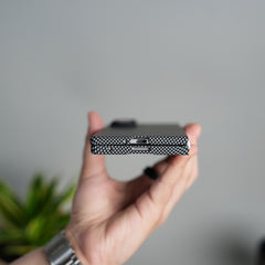 Galaxy Z Fold 7 Carbon Fiber Texture Design Hard Pc MagSafe Case Cover (Black Gray Line)