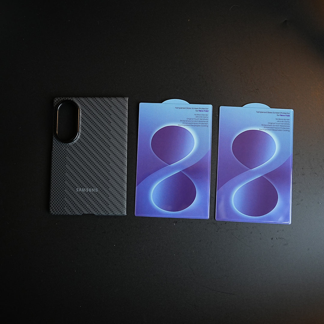 Carbon Fiber Texture Case for Samsung Galaxy Z Fold 8 | Magnetic Ring + 2 Ultra HD Tempered Glass