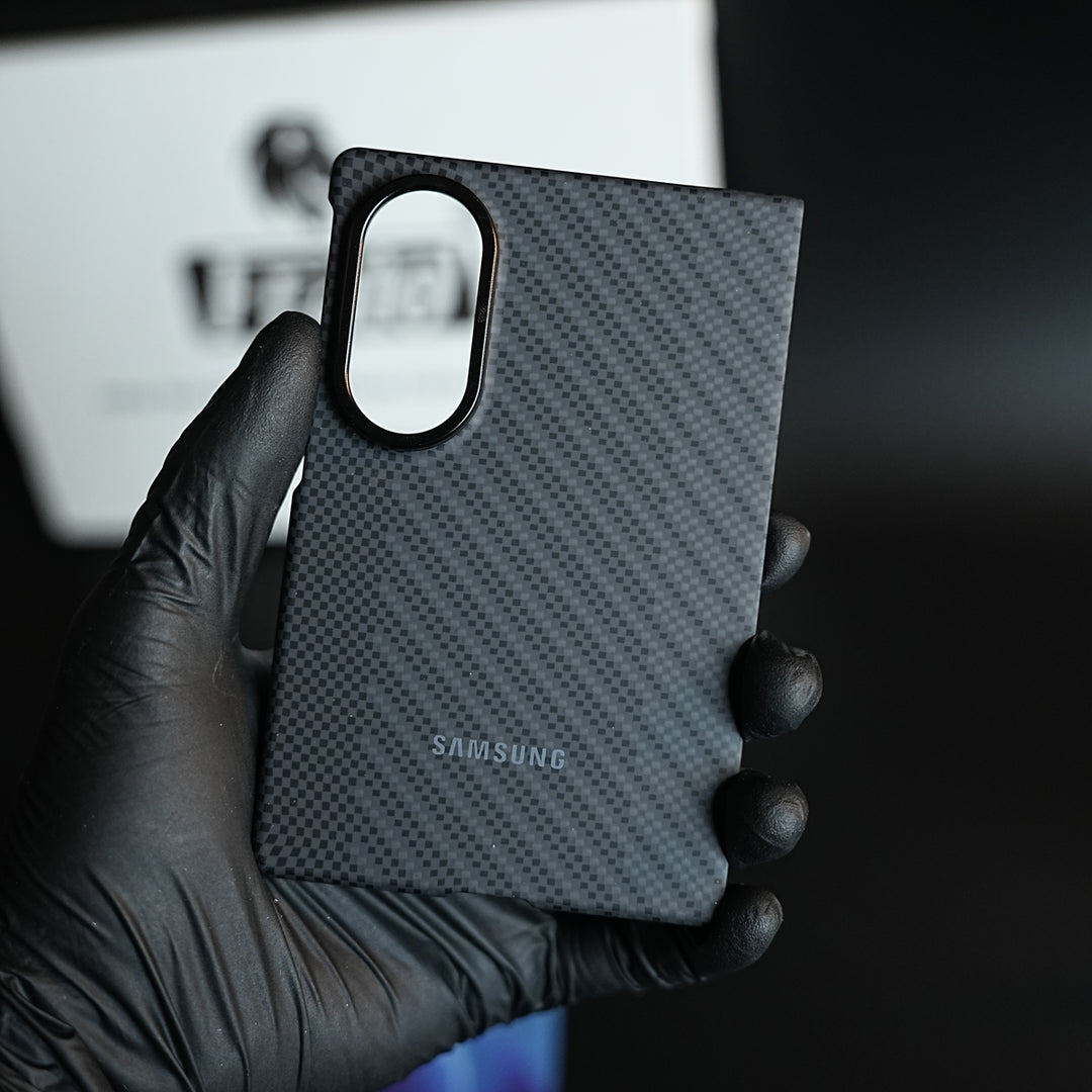 Carbon Fiber Texture Case for Samsung Galaxy Z Fold 8 | Magnetic Ring + 2 Ultra HD Tempered Glass