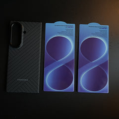 Carbon Fiber Texture Case for Samsung Galaxy Z Fold 8 Ultra  | Magnetic Ring + 2 Ultra HD Tempered Glass