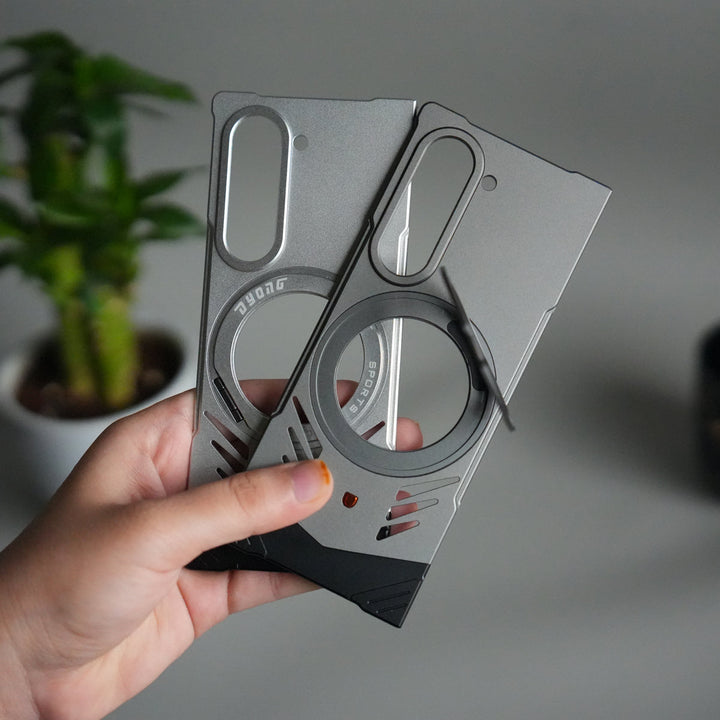 Galaxy Z Fold 6 Magnetic Aluminum Alloy Metal Rimless Frame Heat Dissipation Stand Phone Case