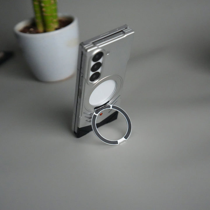 Galaxy Z Fold 6 Magnetic Aluminum Alloy Metal Rimless Frame Heat Dissipation Stand Phone Case
