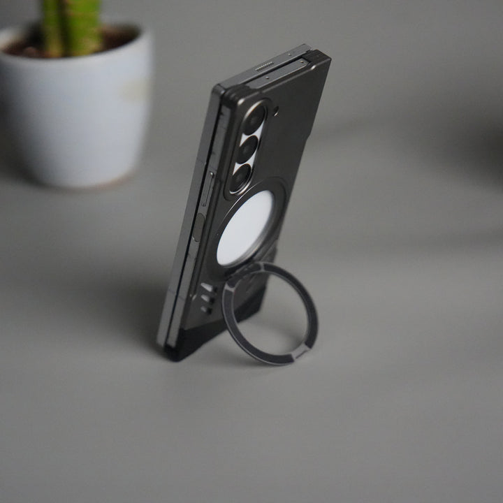 Galaxy Z Fold 6 Magnetic Aluminum Alloy Metal Rimless Frame Heat Dissipation Stand Phone Case