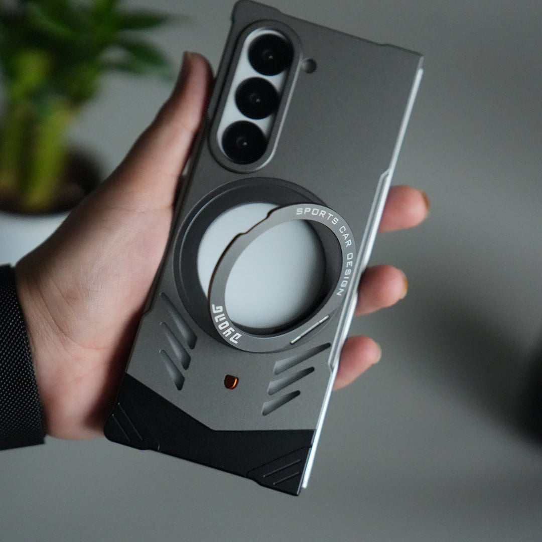 Galaxy Z Fold 6 Magnetic Aluminum Alloy Metal Rimless Frame Heat Dissipation Stand Phone Case