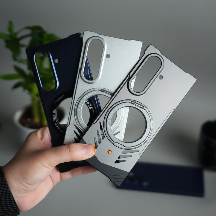 Galaxy Z Fold 7 Magnetic Aluminum Alloy Metal Rimless Frame Heat Dissipation Stand Phone Case