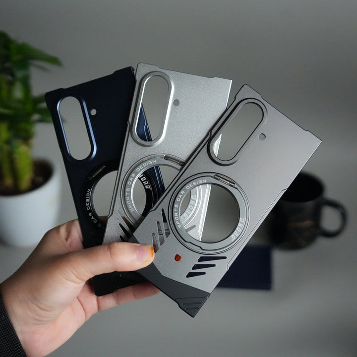 Galaxy Z Fold 7 Magnetic Aluminum Alloy Metal Rimless Frame Heat Dissipation Stand Phone Case