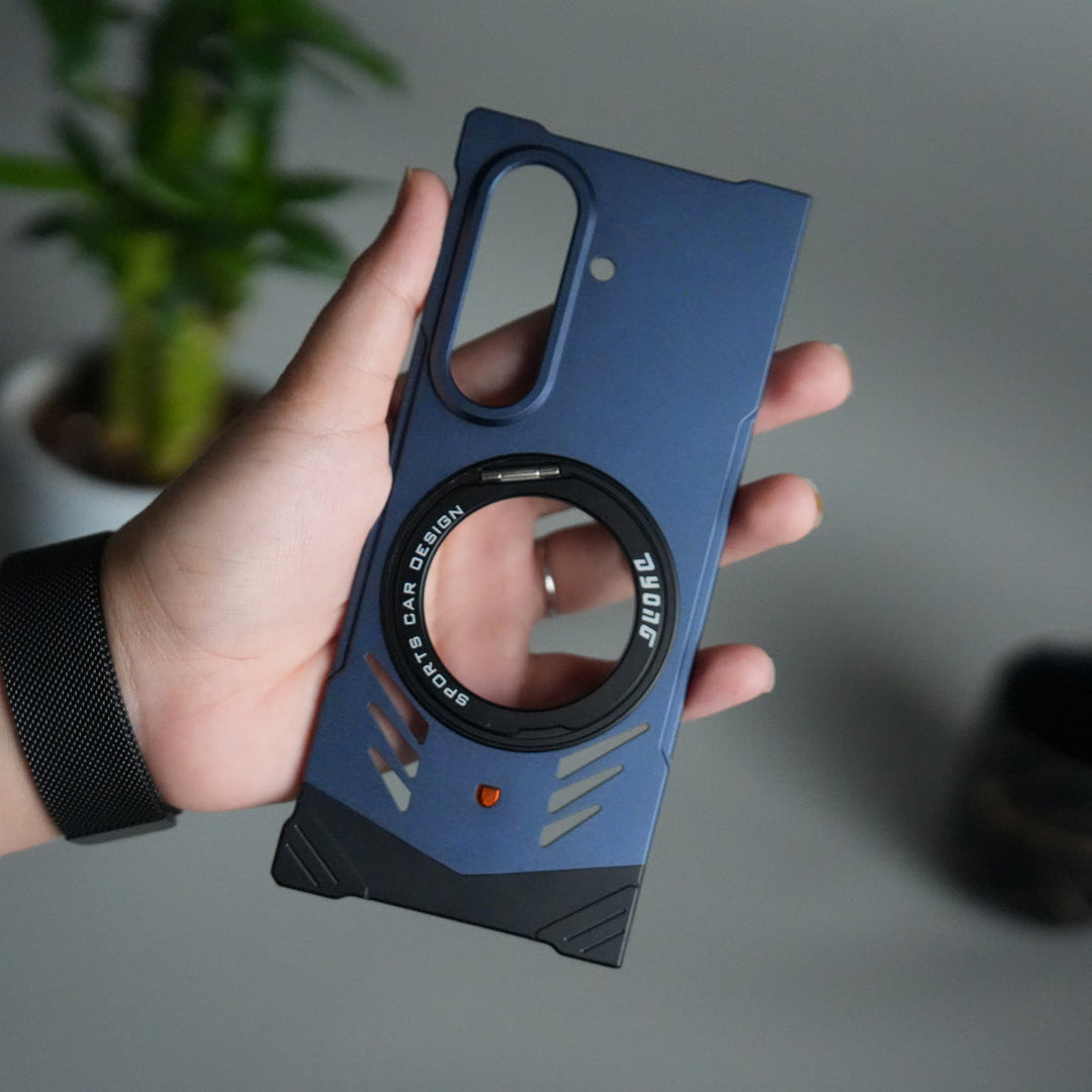 Galaxy Z Fold 7 Magnetic Aluminum Alloy Metal Rimless Frame Heat Dissipation Stand Phone Case