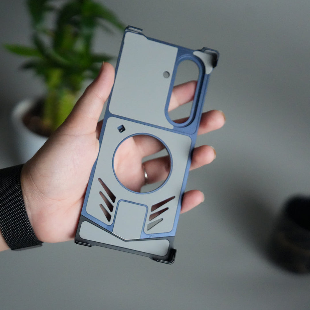 Galaxy Z Fold 7 Magnetic Aluminum Alloy Metal Rimless Frame Heat Dissipation Stand Phone Case