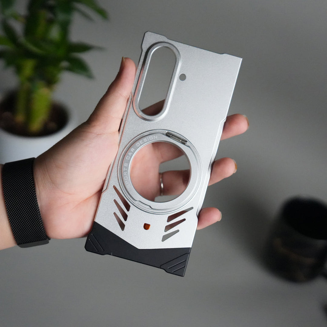 Galaxy Z Fold 7 Magnetic Aluminum Alloy Metal Rimless Frame Heat Dissipation Stand Phone Case