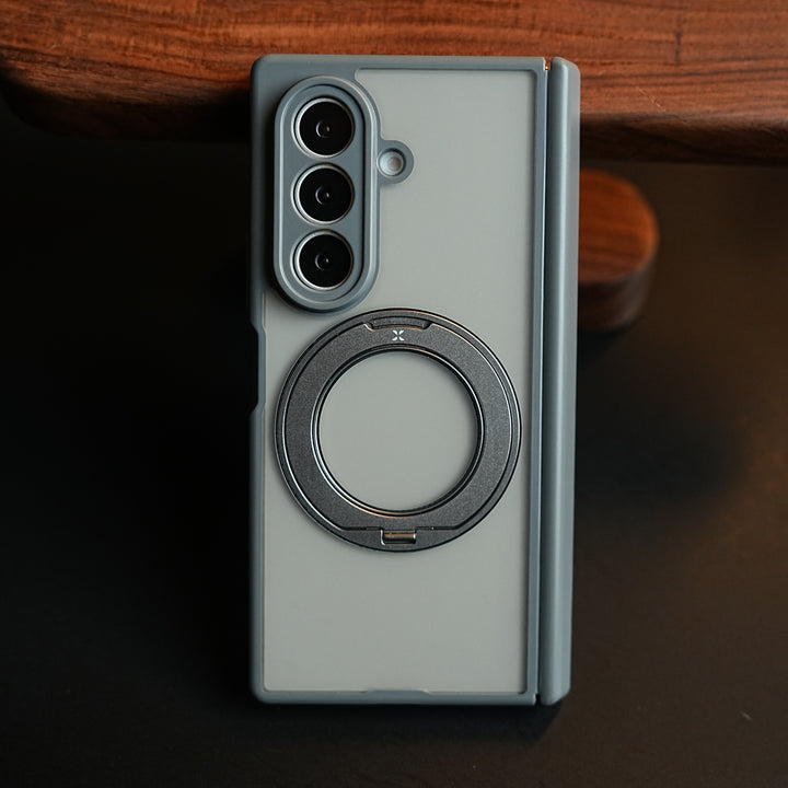 Magnetic Frosted Armor Case for Samsung Galaxy Z fold 8 Ultra | Rotating Metal Stand