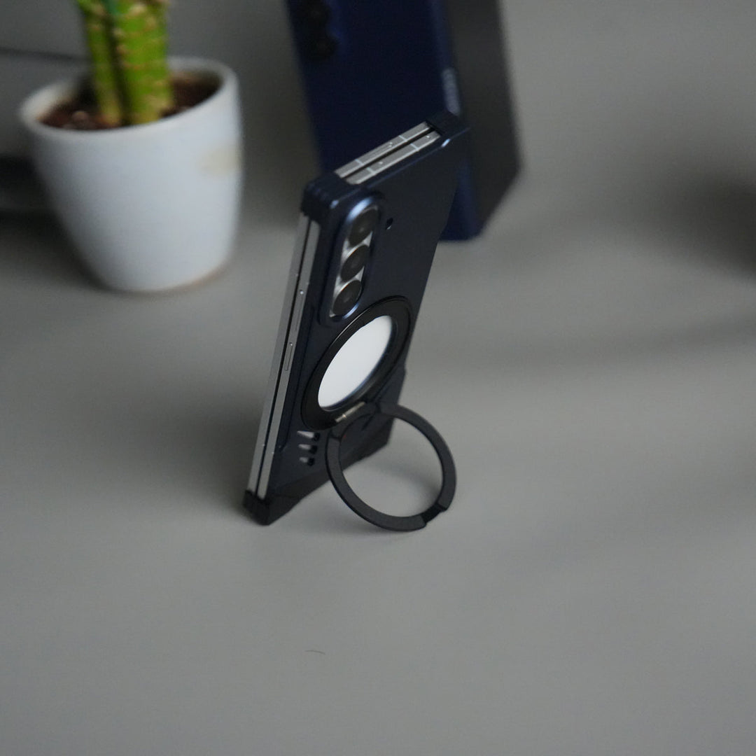 Galaxy Z Fold 7 Magnetic Aluminum Alloy Metal Rimless Frame Heat Dissipation Stand Phone Case