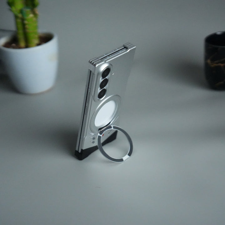 Galaxy Z Fold 7 Magnetic Aluminum Alloy Metal Rimless Frame Heat Dissipation Stand Phone Case