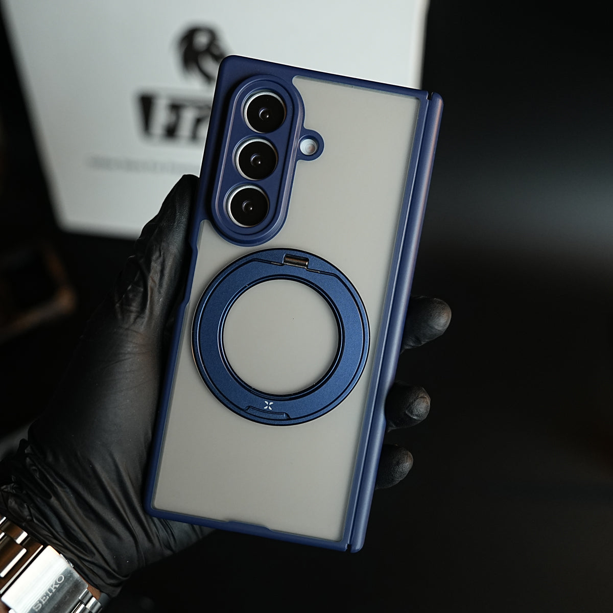 Magnetic Frosted Armor Case for Samsung Galaxy Z fold 8 Ultra | Rotating Metal Stand