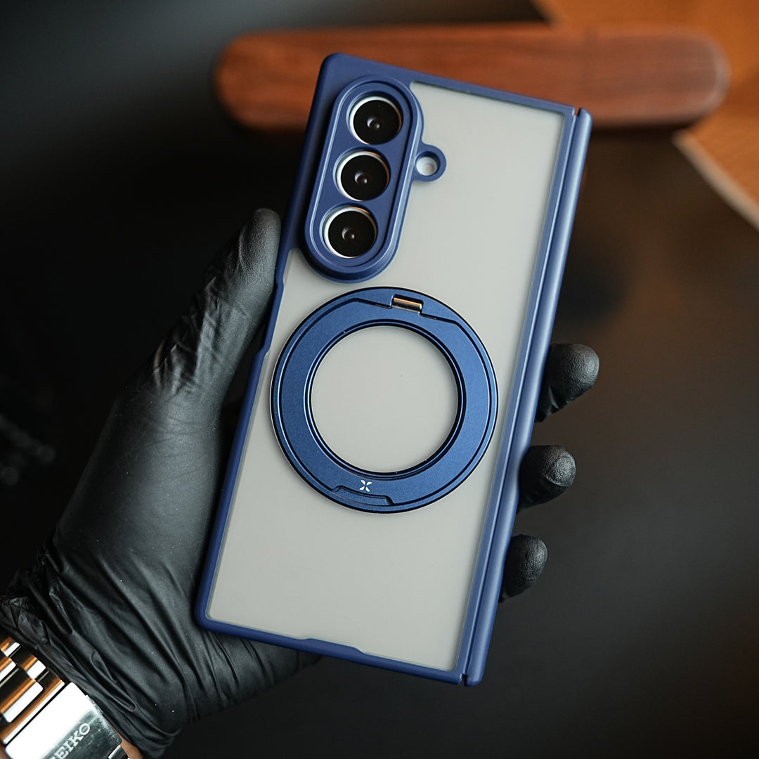 Magnetic Frosted Armor Case for Samsung Galaxy Z fold 8 Ultra | Rotating Metal Stand