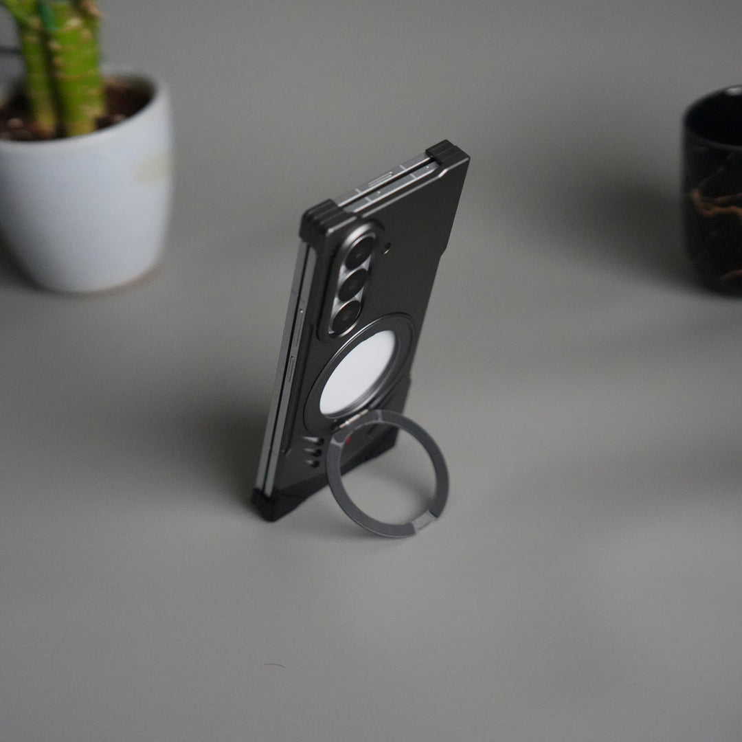 Galaxy Z Fold 7 Magnetic Aluminum Alloy Metal Rimless Frame Heat Dissipation Stand Phone Case