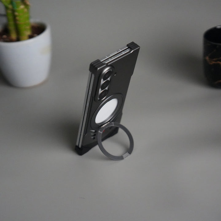 Galaxy Z Fold 7 Magnetic Aluminum Alloy Metal Rimless Frame Heat Dissipation Stand Phone Case