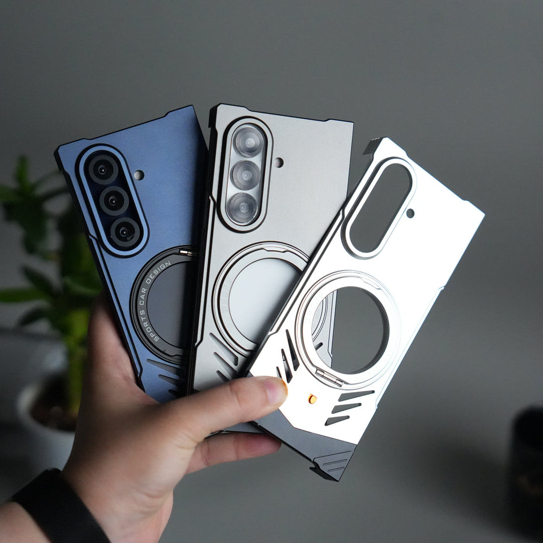 Galaxy Z Fold 7 Magnetic Aluminum Alloy Metal Rimless Frame Heat Dissipation Stand Phone Case