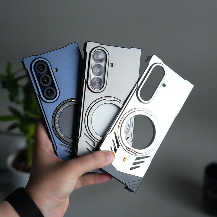 Galaxy Z Fold 7 Magnetic Aluminum Alloy Metal Rimless Frame Heat Dissipation Stand Phone Case