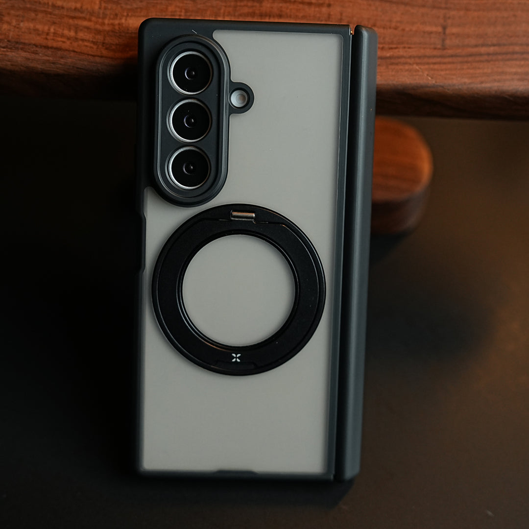 Magnetic Frosted Armor Case for Samsung Galaxy Z fold 8 Ultra | Rotating Metal Stand