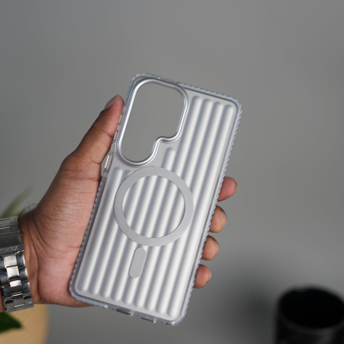 Galaxy S26 Ultra MagSafe Suitcase Design Case | Shiny Texture Back Cover