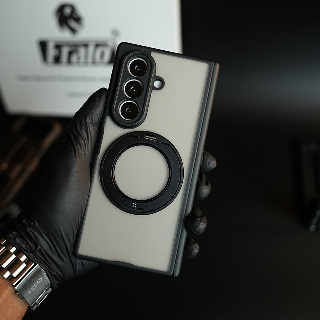 Magnetic Frosted Armor Case for Samsung Galaxy Z fold 8 Ultra | Rotating Metal Stand