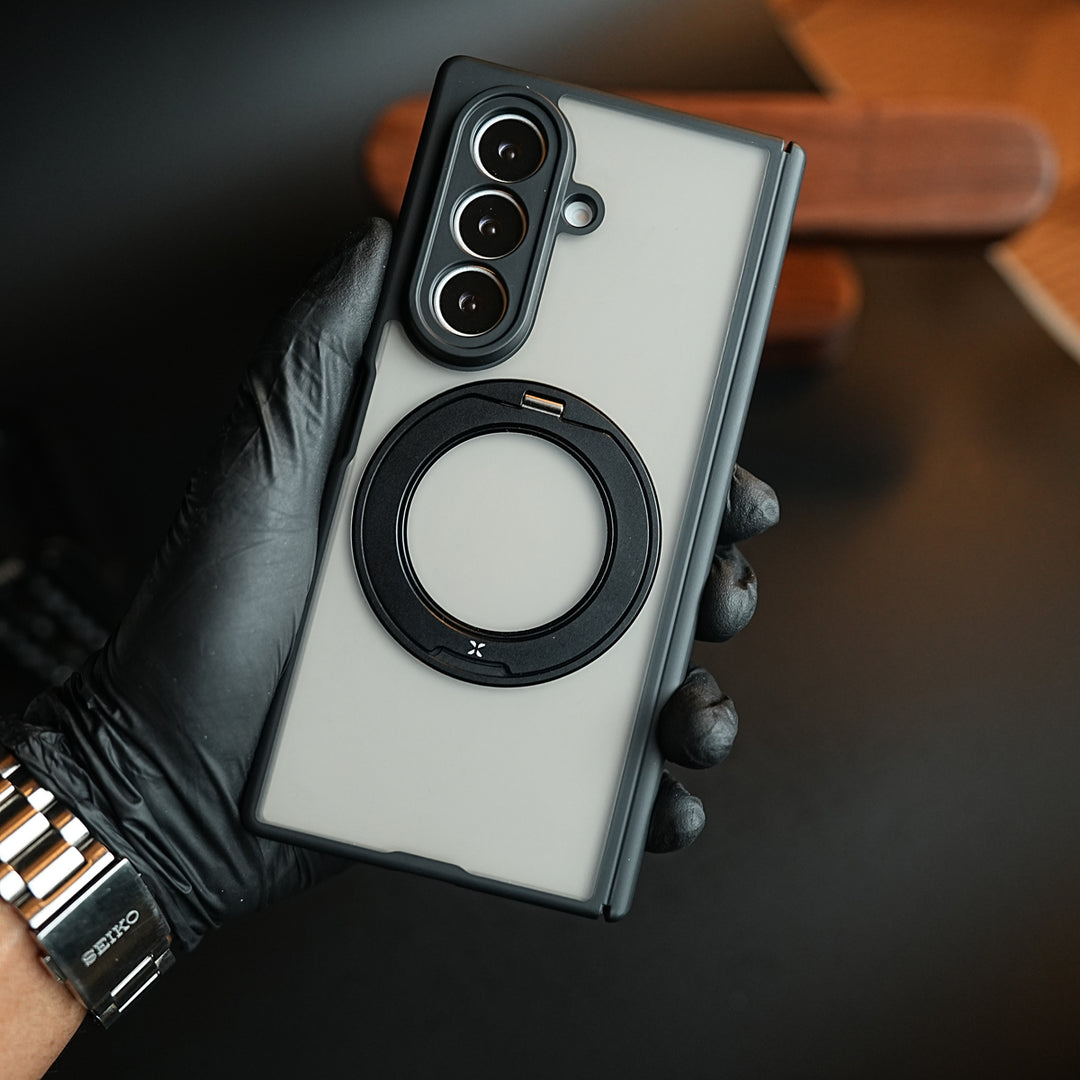 Magnetic Frosted Armor Case for Samsung Galaxy Z fold 8 Ultra | Rotating Metal Stand