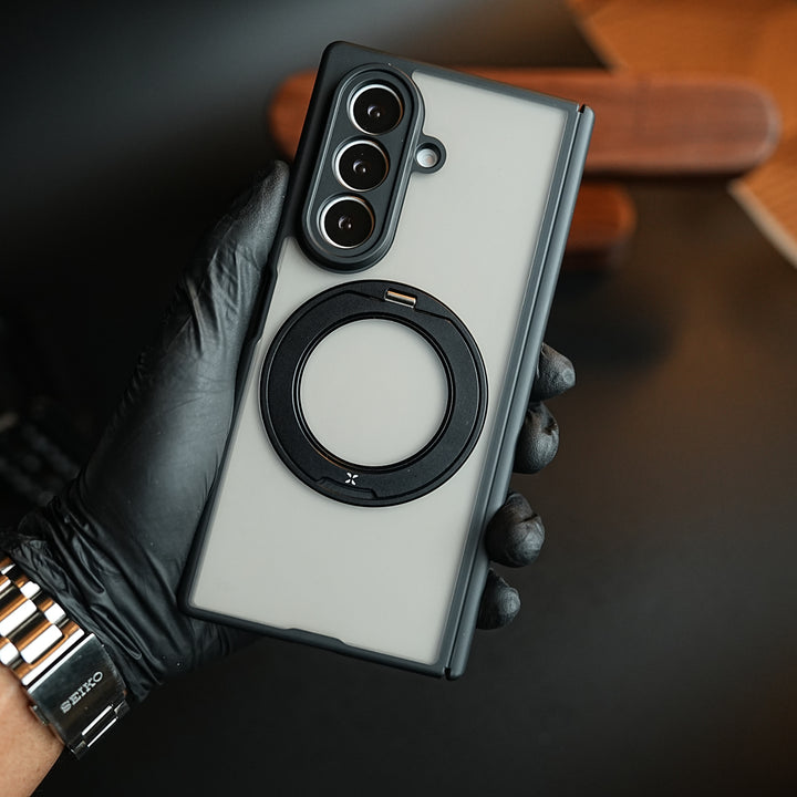 Magnetic Frosted Armor Case for Samsung Galaxy Z fold 8 Ultra | Rotating Metal Stand