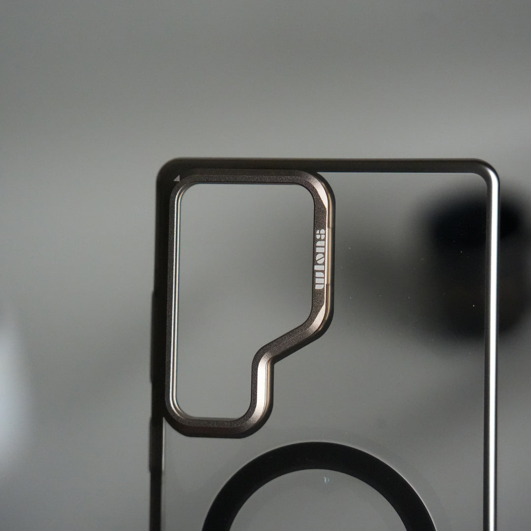 Galaxy S24 Ultra Metal Camera Kickstand Case | Clear Shockproof Cover with Magnetic Ring