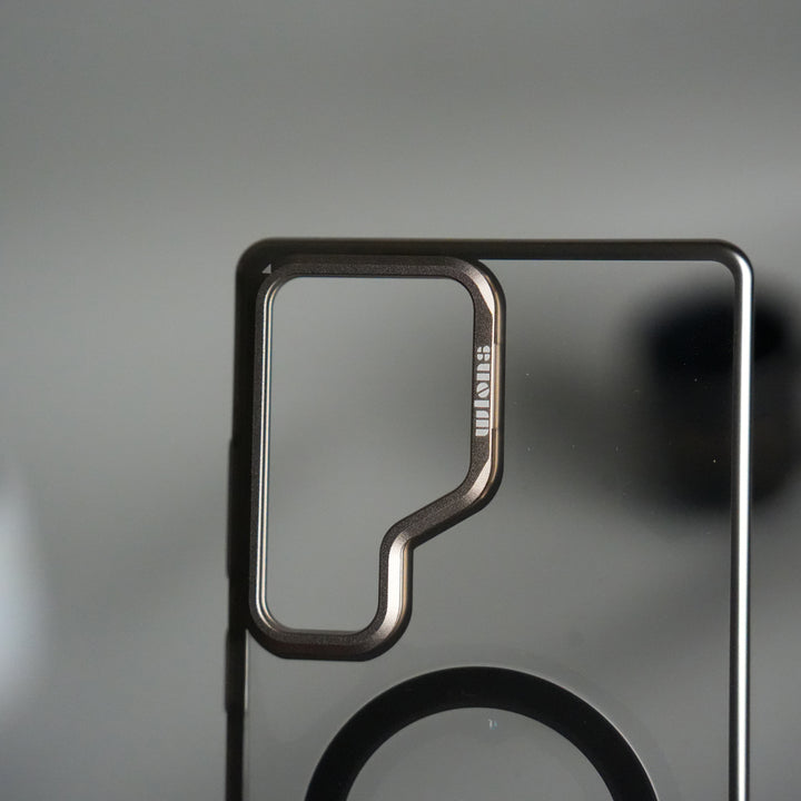 Galaxy S24 Ultra Metal Camera Kickstand Case | Clear Shockproof Cover with Magnetic Ring