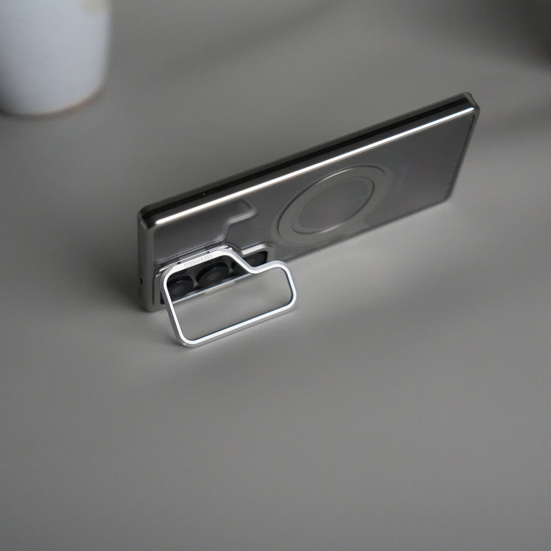 Galaxy S24 Ultra Metal Camera Kickstand Case | Clear Shockproof Cover with Magnetic Ring