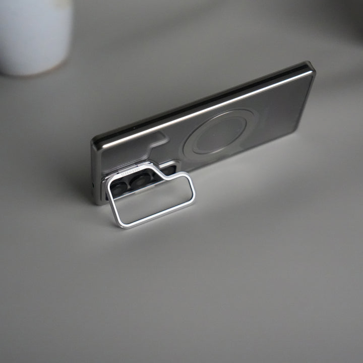 Galaxy S24 Ultra Metal Camera Kickstand Case | Clear Shockproof Cover with Magnetic Ring