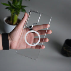 Galaxy S24 Ultra Metal Camera Ring Crystal Clear Shell Case | Shockproof Slim Cover