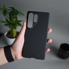 Galaxy S24 Ultra Carbon Fiber Slim Case | Ultra-Thin Magnetic Charging Ring Cover