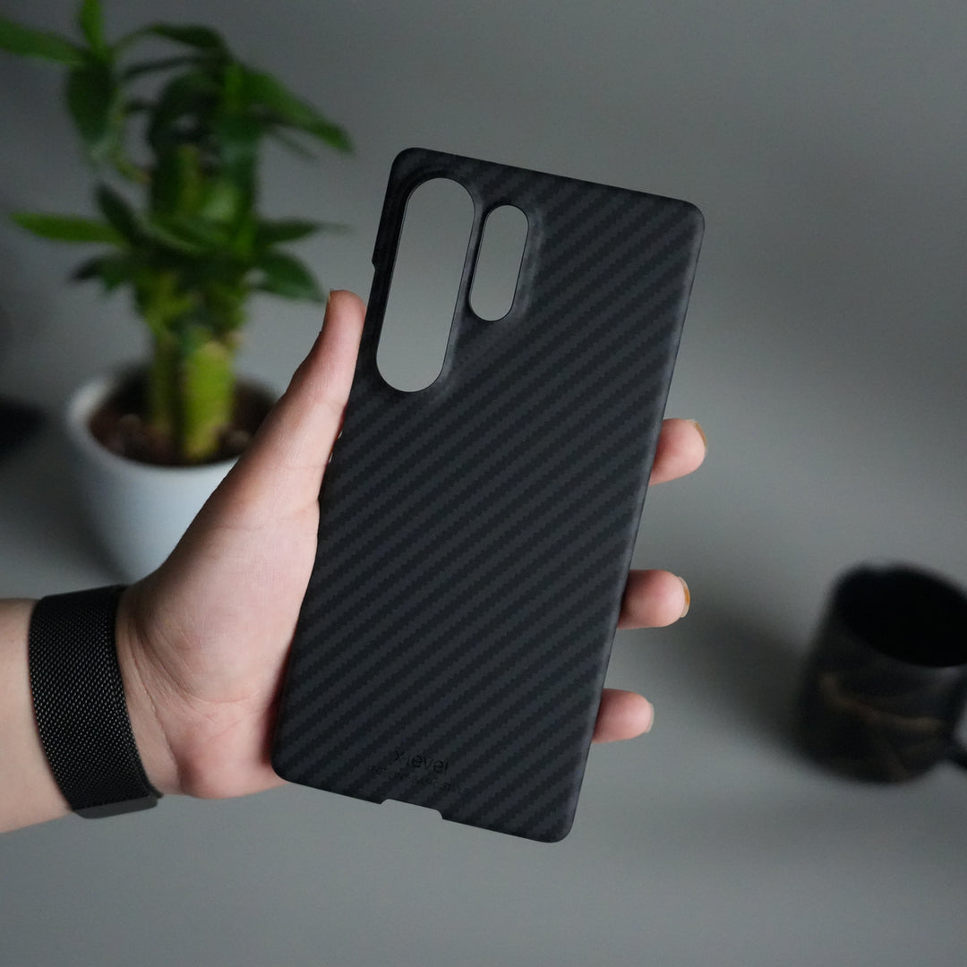 Galaxy S24 Ultra Carbon Fiber Slim Case | Ultra-Thin Magnetic Charging Ring Cover