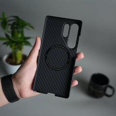 Galaxy S24 Ultra Carbon Fiber Slim Case | Ultra-Thin Magnetic Charging Ring Cover