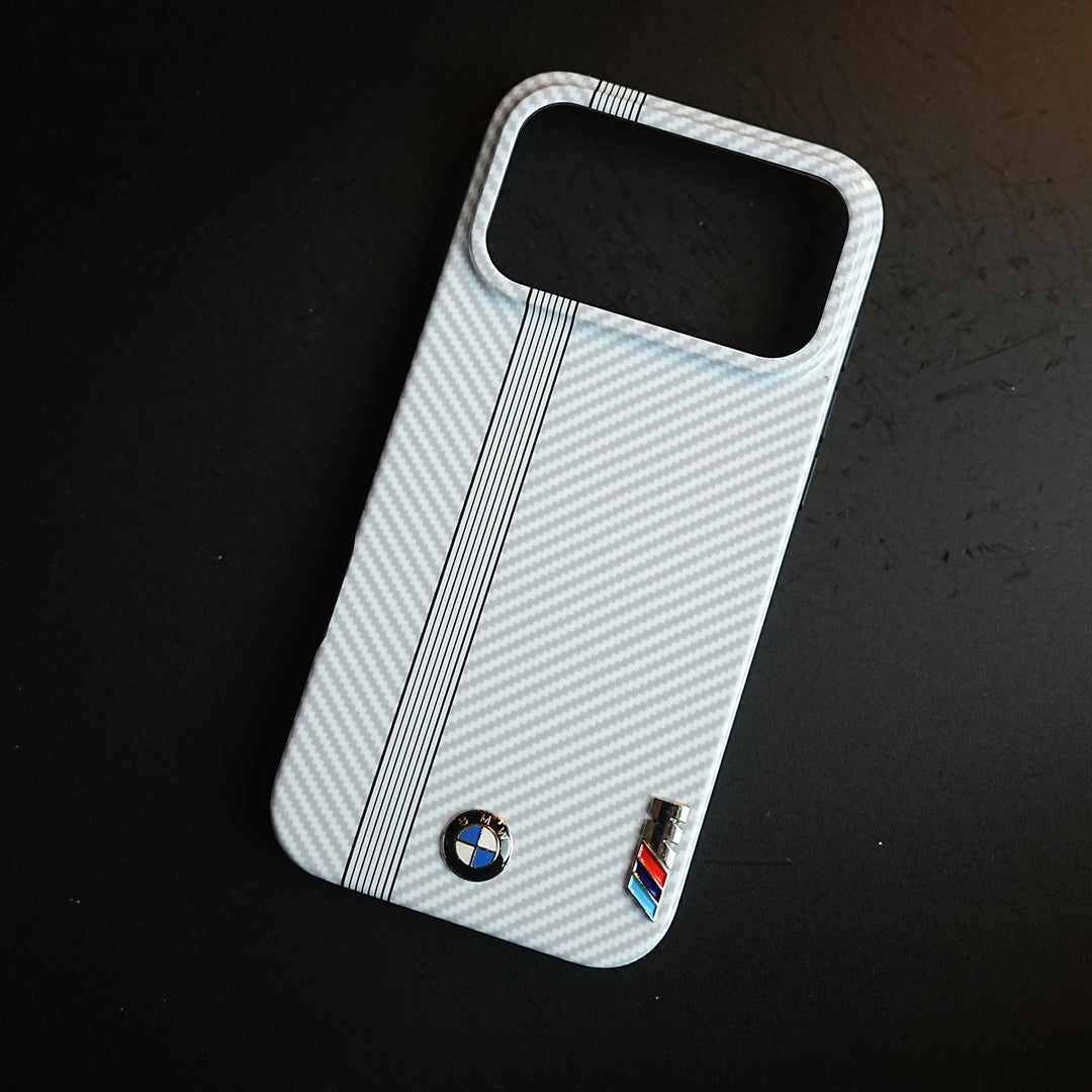Carbon Fiber Texture Racing Stripe Case for iPhone 17 Pro Max | Motorsport Style Cover