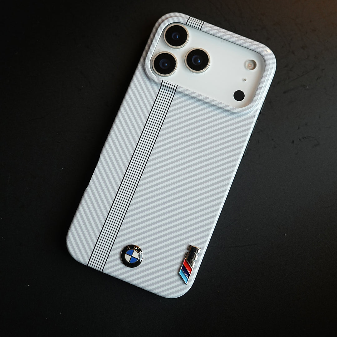 Carbon Fiber Texture Racing Stripe Case for iPhone 17 Pro Max | Motorsport Style Cover