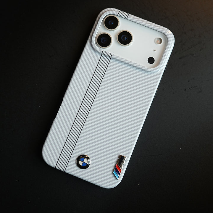 Carbon Fiber Texture Racing Stripe Case for iPhone 17 Pro Max | Motorsport Style Cover