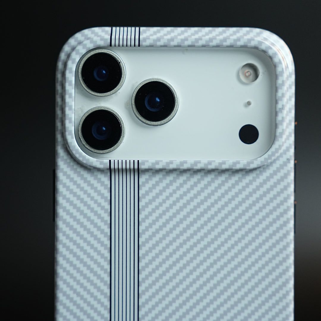Carbon Fiber Texture Racing Stripe Case for iPhone 17 Pro Max | Motorsport Style Cover