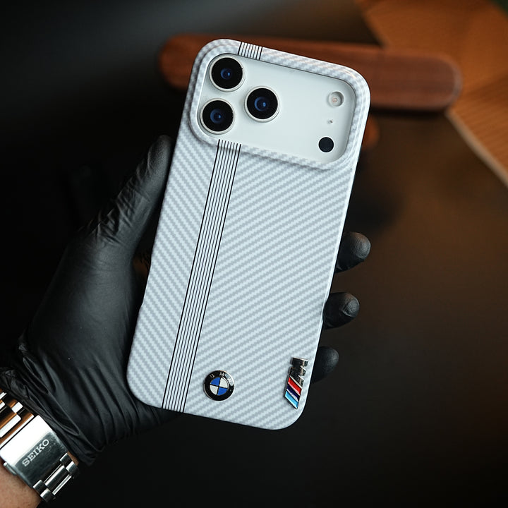 Carbon Fiber Texture Racing Stripe Case for iPhone 17 Pro Max | Motorsport Style Cover